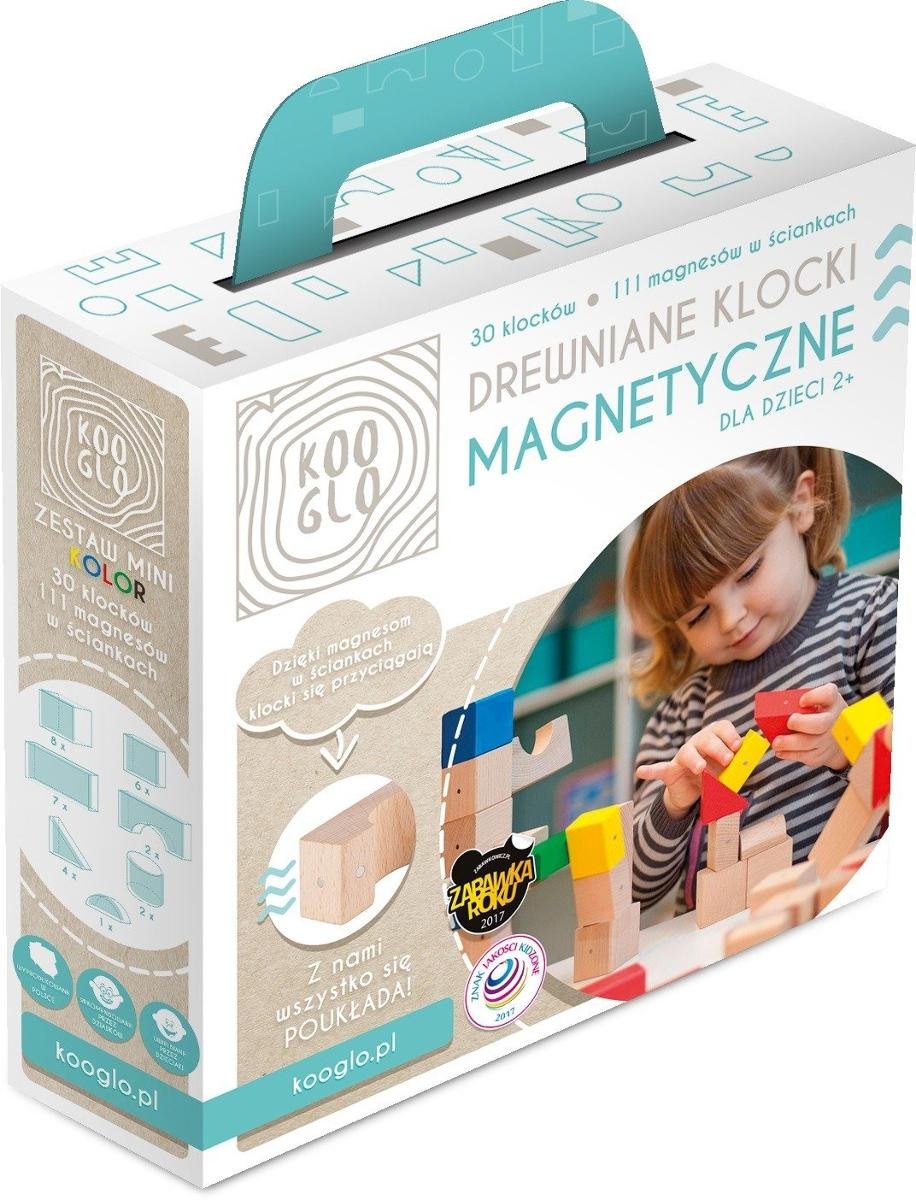 Kooglo Zestaw drewnianych klocków magnetycznych Mini Color