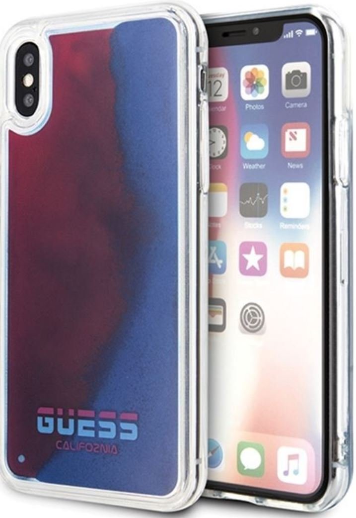 Guess California - Etui iPhone Xs / X Glow in the Dark Sand/Red