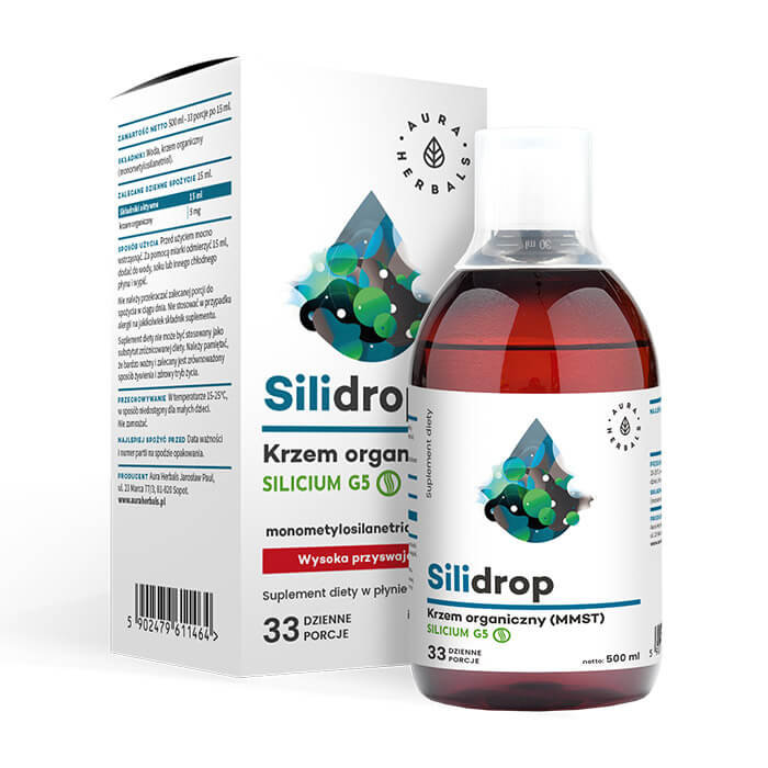 AURA HERBALS Silidrop - krzem organiczny MMST Silicium G5 - płyn 500ml 21AURSILDR