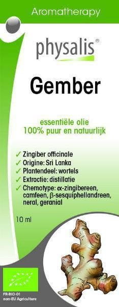 PHYSALIS (olejki eteryczne, soki) OLEJEK ETERYCZNY GEMBER (IMBIR) BIO 10 ml - PHYSALIS BP-5412360002696