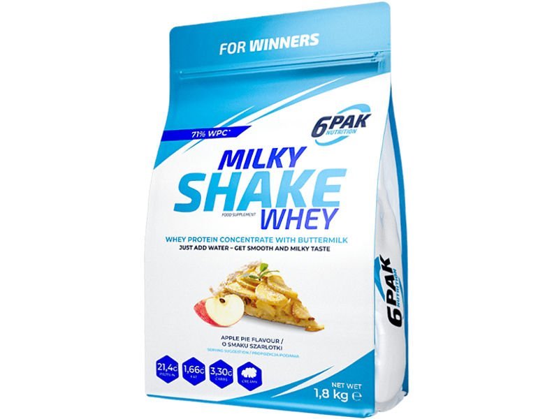 6PAK, Odżywka białkowa, Milky Shake Whey, 1800g, truskawka