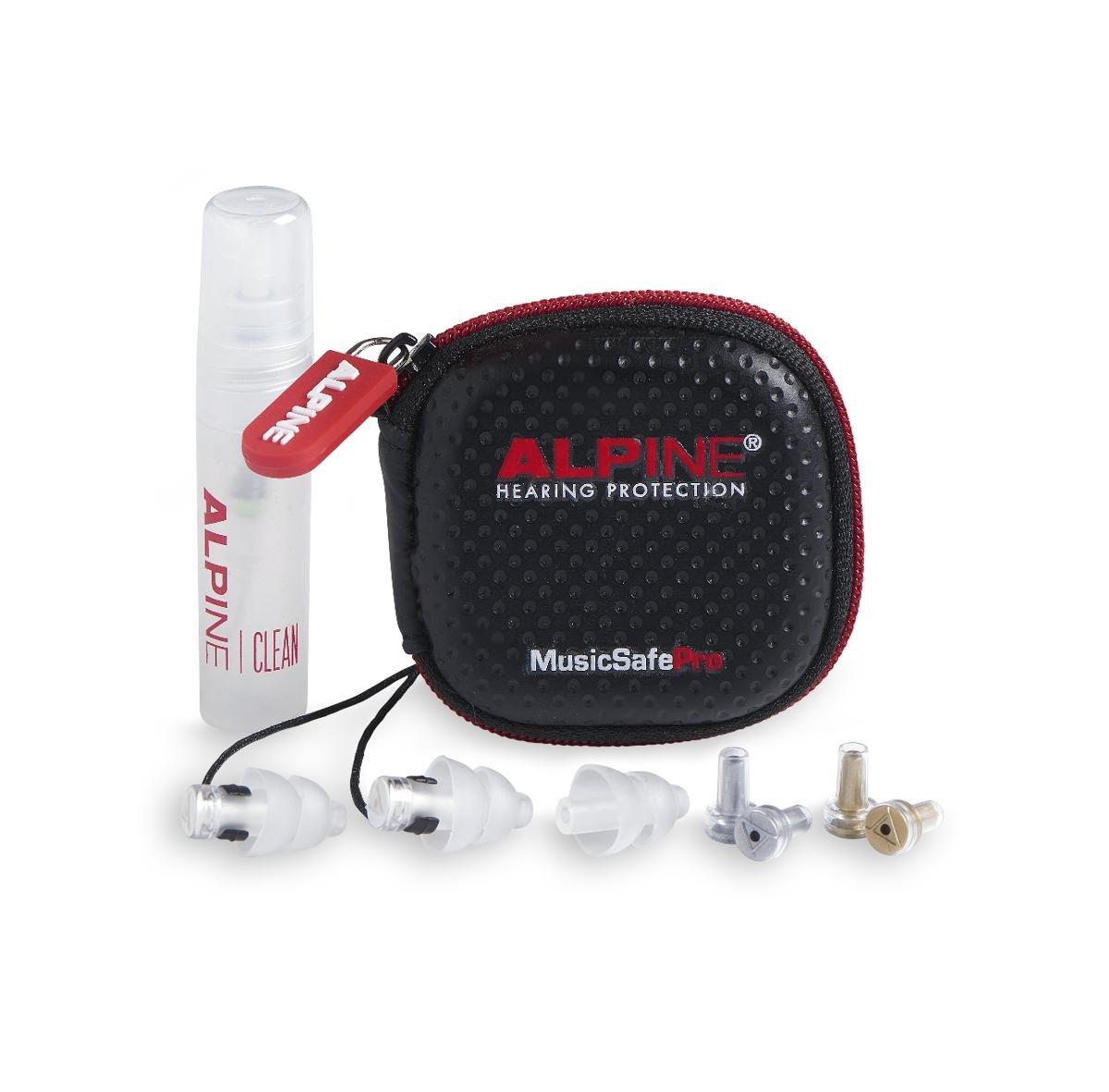 Alpine MusicSafe Pro zatyczki do uszu dla muzyków zwiększ jakość muzyki bez uszkodzenia słuchu trzy wymienne poziomy filtrowania hipoalergiczne i wielokrotnego użytku przezroczyste 111.24.101