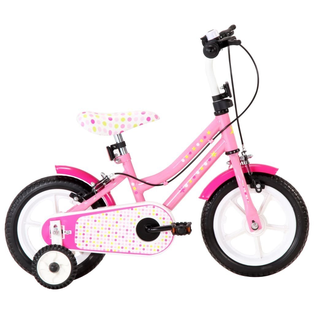 vidaXL Rower dla dzieci 12 cali Biało-różowy