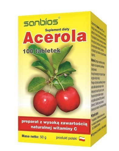 Sanbios Acerola 500 - naturalna witamina C (100 tabletek) 5908230845147