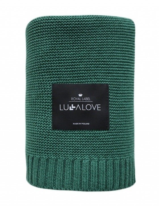 LullaLove Bambusowy koc tkany - 80x100 - butelkowy zielony - BAMBUSOWY KOC TKANY BZ