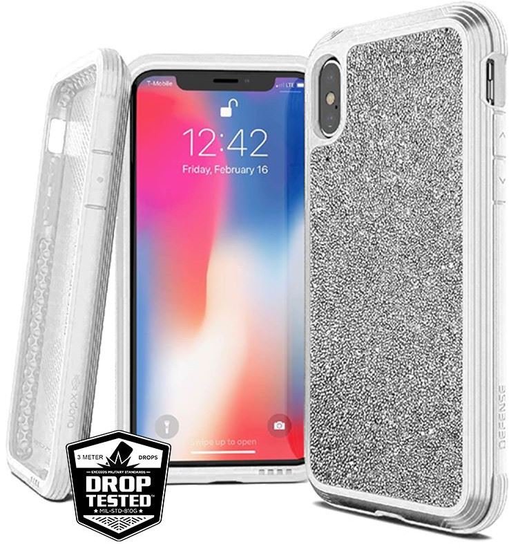 X-Doria Defense Lux - Etui aluminiowe iPhone Xs Max (Drop test 3m) (White Glitter) 474375