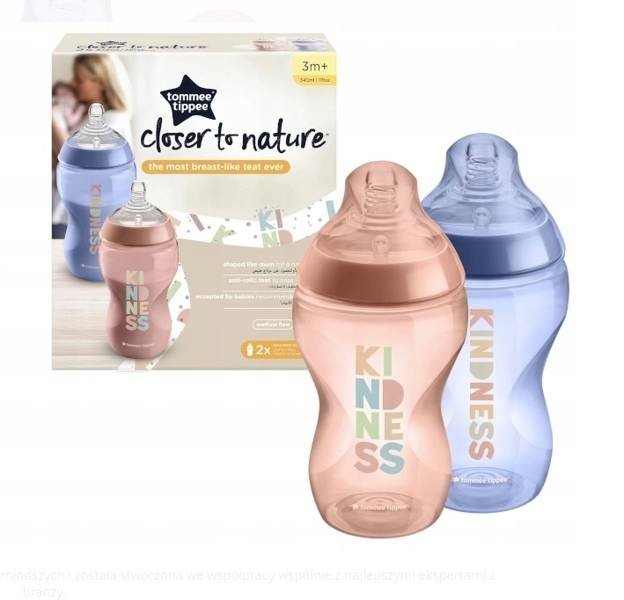 Tommee Tippee Butelka niemowlęca 2 szt. 340 ml 3m+) C2N różowa