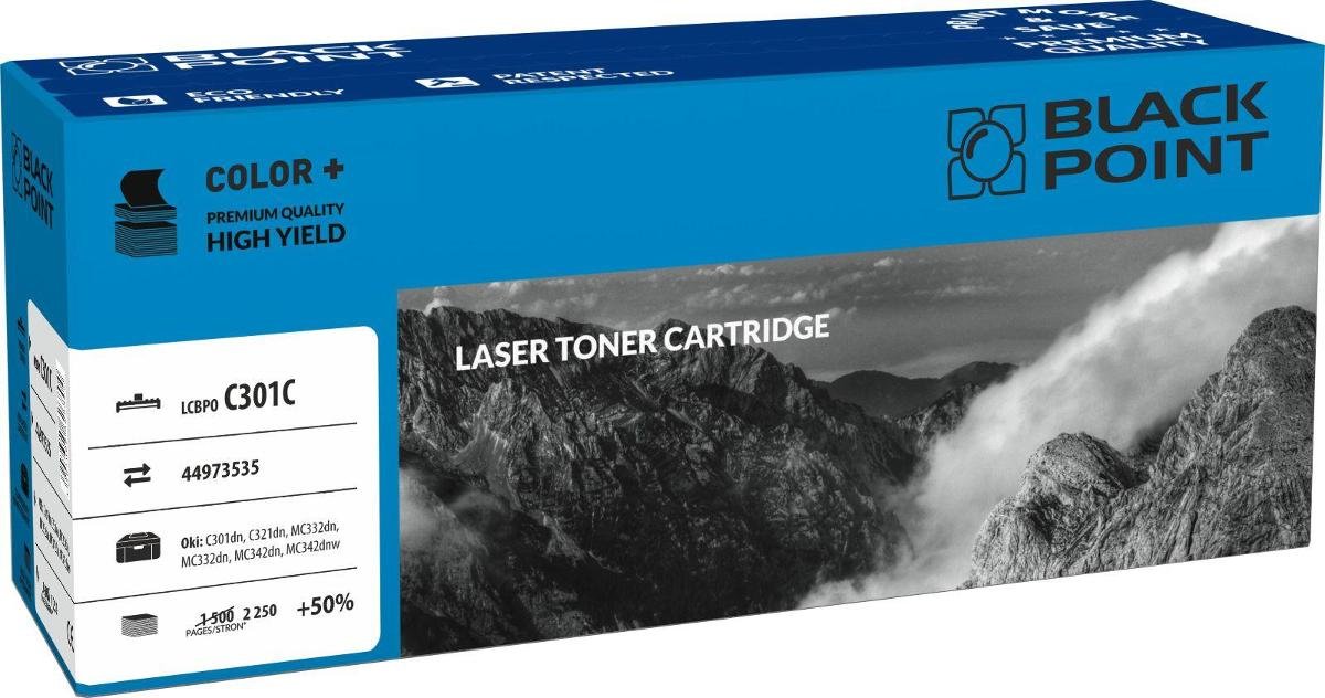 Black Point 44973535 CYAN toner zamiennik do OKI C301 dn, OKI C321 dn, OKI MC332 dn, OKI MC342 dn, OKI MC342 dnw LCBPOC301C