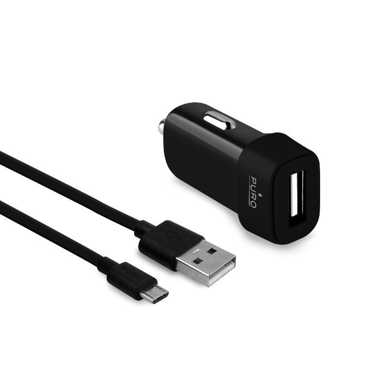 PURO Ładowarka Ładowarka sam 1xUSB 1A z kablem MicroUSB czarna/black MCHUSBMICROCBLK 21273