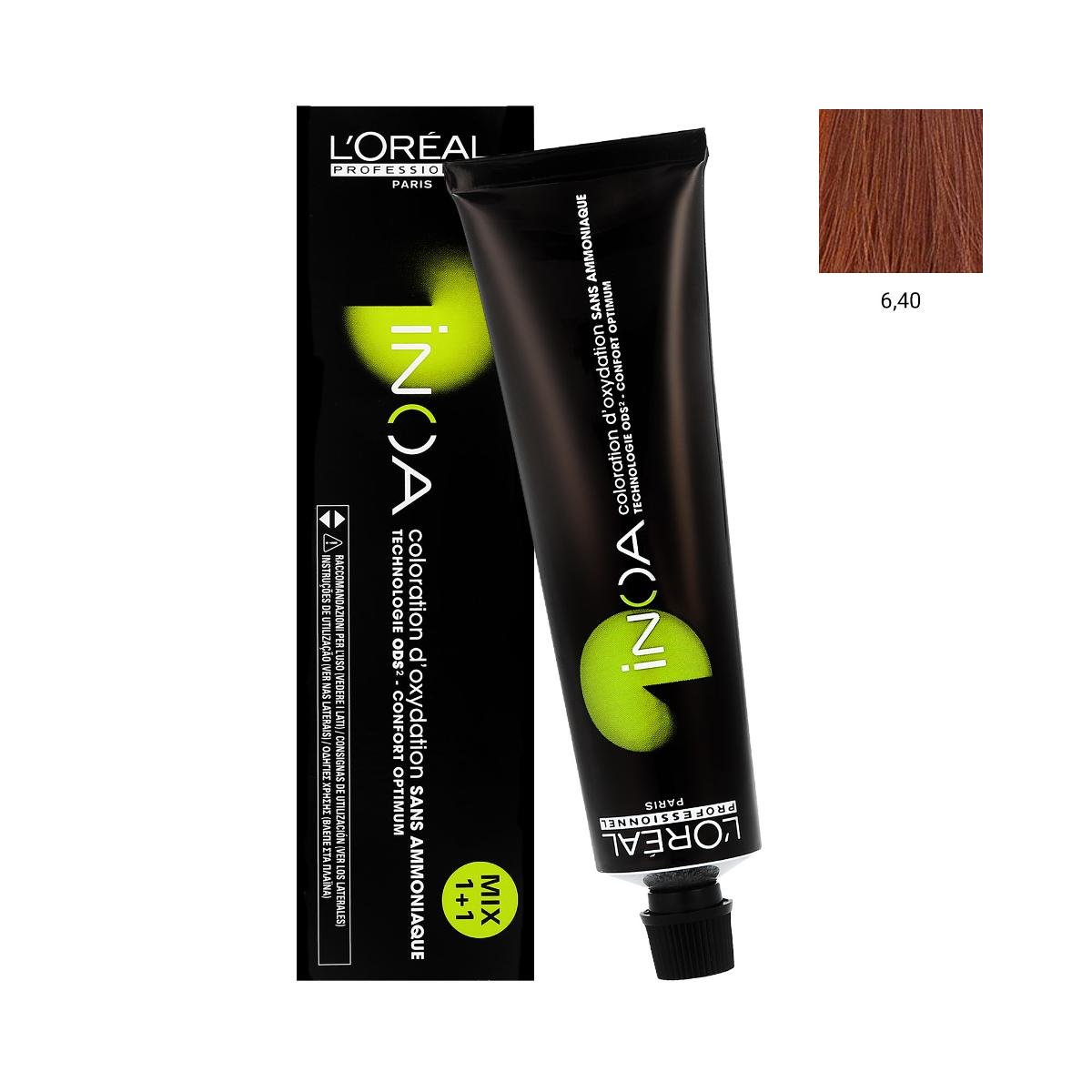 Фото - Фарба для волосся LOreal Inoa, farba do włosów w kremie bez amoniaku, 6.40, 60g 