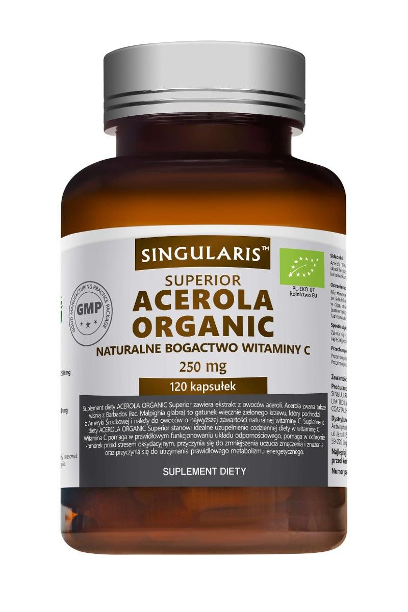 Organic ACTIVEPHARM LABS SP. Z O.O. SP.K. Singularis Superior Acerola naturalne bogactwo witaminy C 250mg 120 kapsułek 3246221