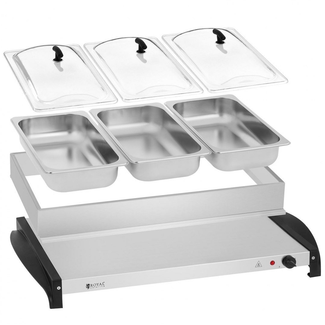 Royal Catering Podgrzewacz do potraw - 3 x 2 l - 400 W - RCHP-400/3