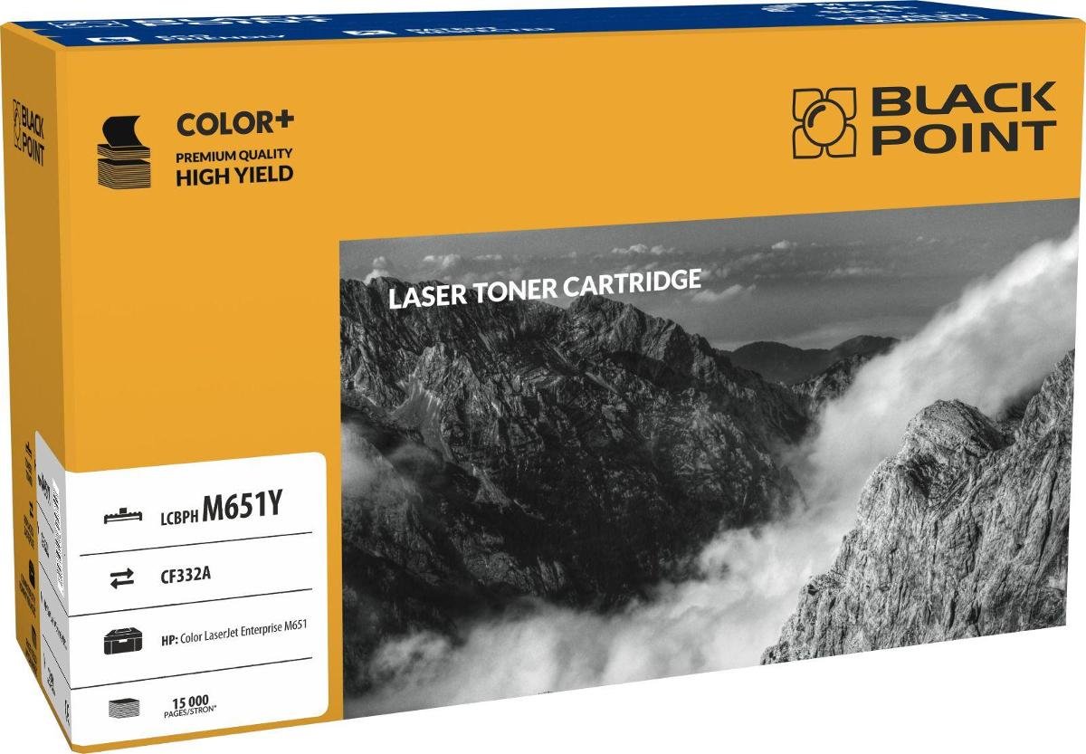 Black Point HP 654A / CF332A YELLOW toner zamiennik do HP Color LaserJet Enterprise M651n (CZ255A), HP Color LaserJet Enterprise M651dn (CZ256A), HP C LCBPHM651Y