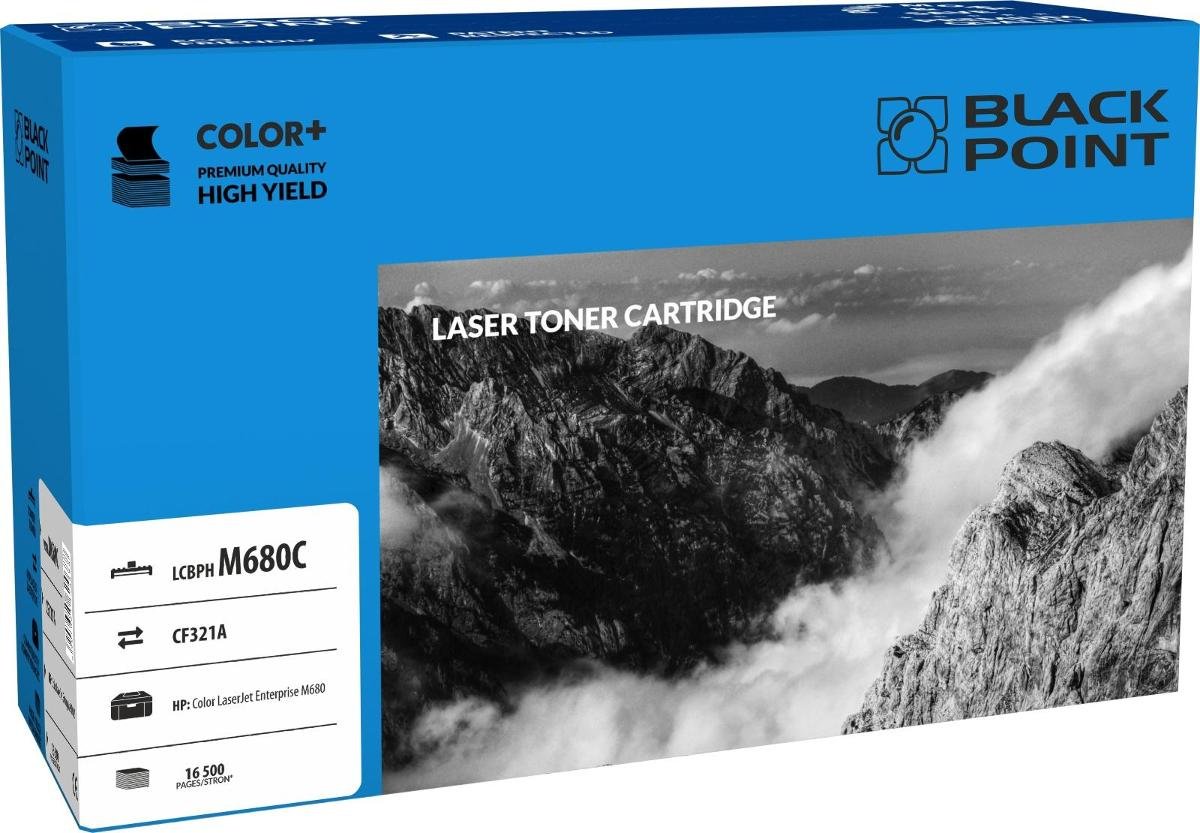 Black Point HP 653A / CF321A CYAN toner zamiennik do HP Color LaserJet Enterprise: M680dn, M680f, M680z LCBPHM680C