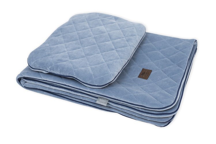 Sleepee, Kocyk welurowy z poduszką, Royal Baby, Denim