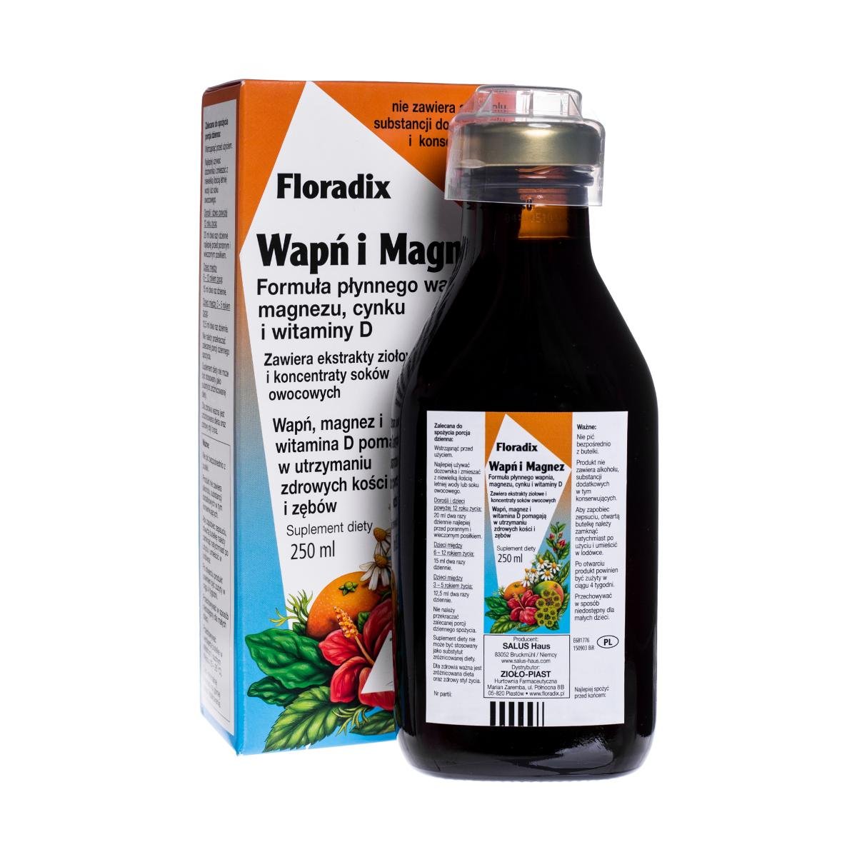 Floradix Floradix Wapń i Magnez płynna formuła suplement diety 250ml