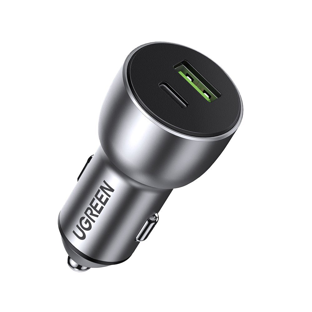 Ugreen Ugreen ładowarka samochodowa USB / USB Typ C Quick Charge 3.0 Power Delivery 36 W 3 A szary (CD213 60980) - USB Typ A (żeński) USB Typ C (męski) CD213 60980