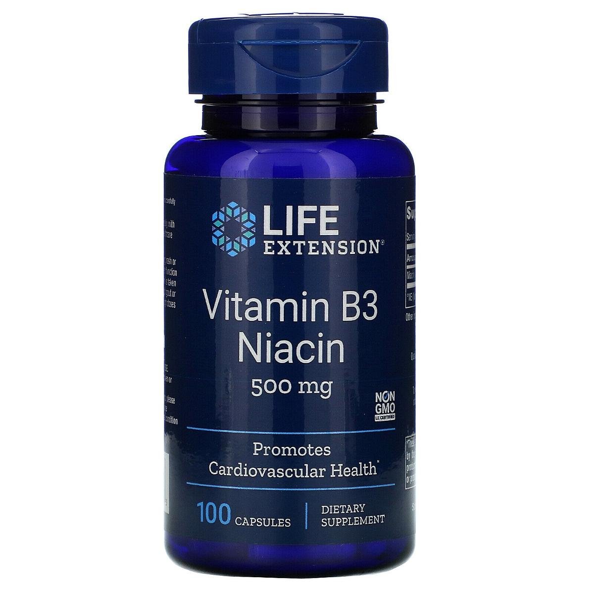 Фото - Вітаміни й мінерали Life Extension Witamina B3 Niacyna 500 mg/100 kaps.  (LifeExtension)