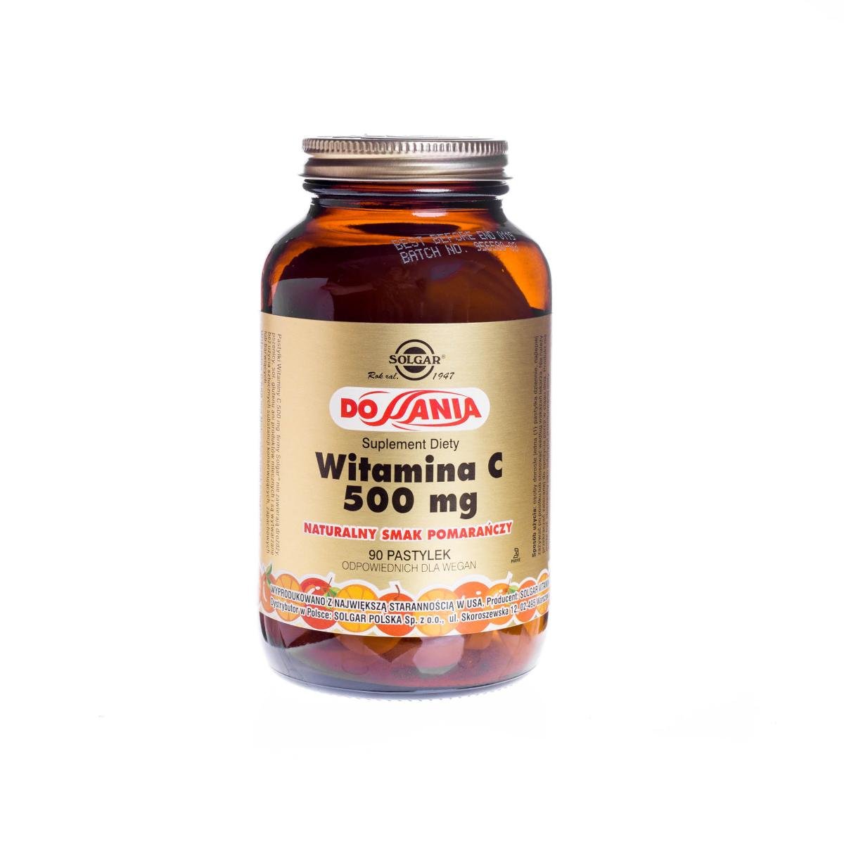 Solgar Polska Witamina C 500mg Naturalny Smak Pomarańczy 90 Pastylek Do Ssania