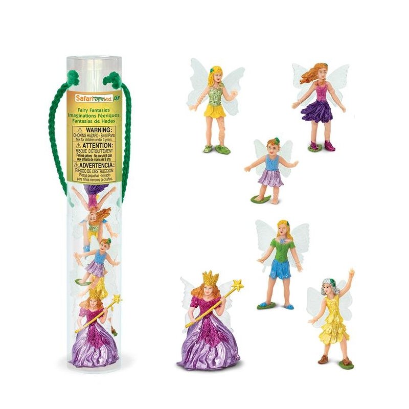 Safari Ltd Fairy Fantasies Toy Figurine TOOB, Including 6 Winged Fairies: Rose the Fairy Queen, Dais (Discontinued by manufacturer) by Safari Ltd.