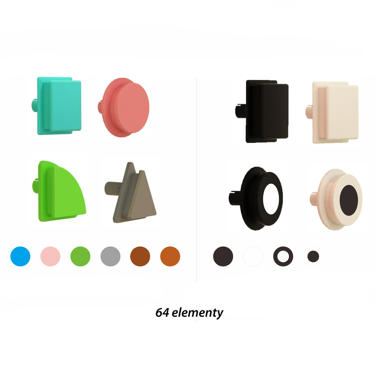 Masterkidz MASTERKIDZ Zestaw Kołeczki w kształcie figur geometrycznych 64szt do tablic STEM