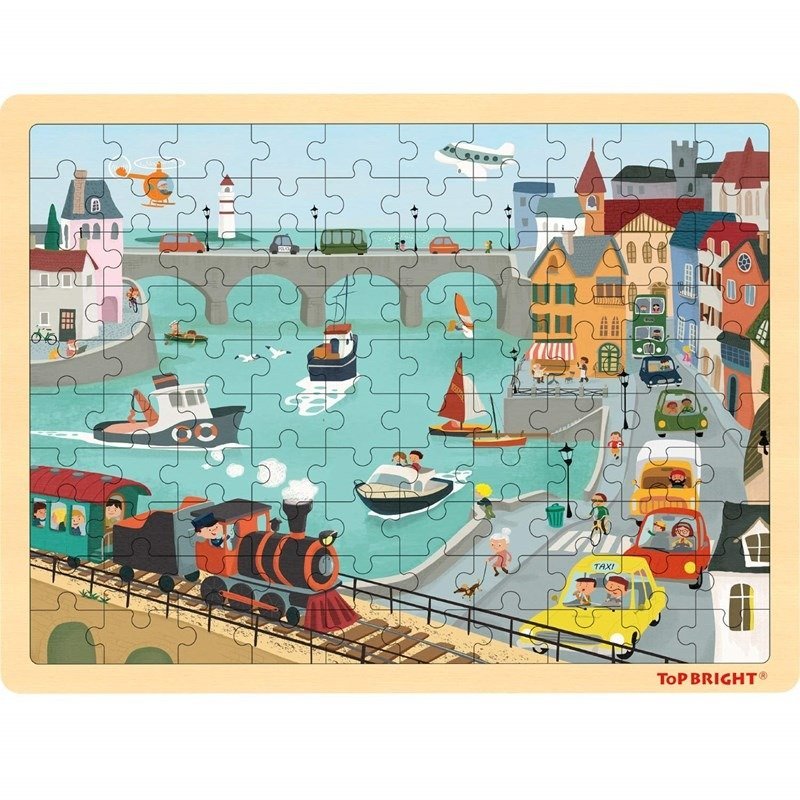 Top Bright Klocki Drewniane Puzzle Port 100 el. 5130588