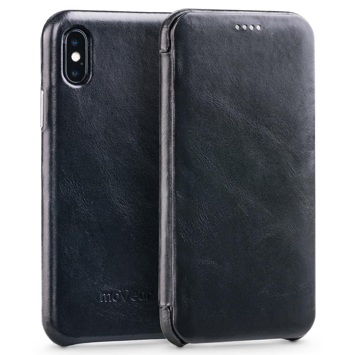 moVear Etui flipSide S (skóra vintage) + Szkło Hartowane 3D X-PRO | Zestaw do iPhone X/Xs A0IPXS0S0BKVBK