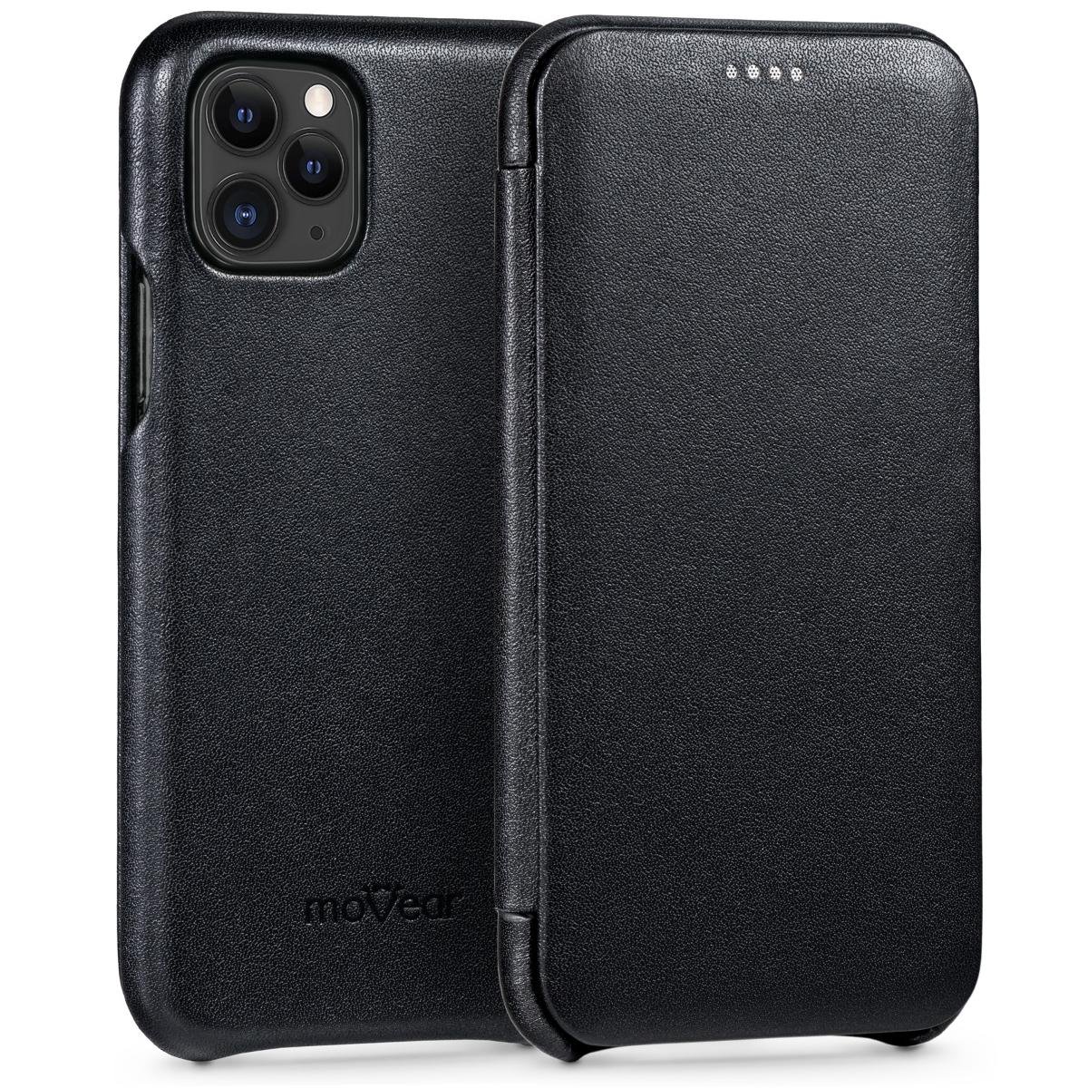 moVear moVear Skórzane Etui Slim do iPhone Xs MAX | Elegancki Pokrowiec z klapką, book case | flipSide S Skóra Gładka, Czarny AI11PS0SLSBBKBK