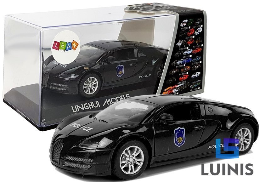 Import LEANToys Auto Sportowe Policja z Naciągiem, Dźwiękiem i Światłami