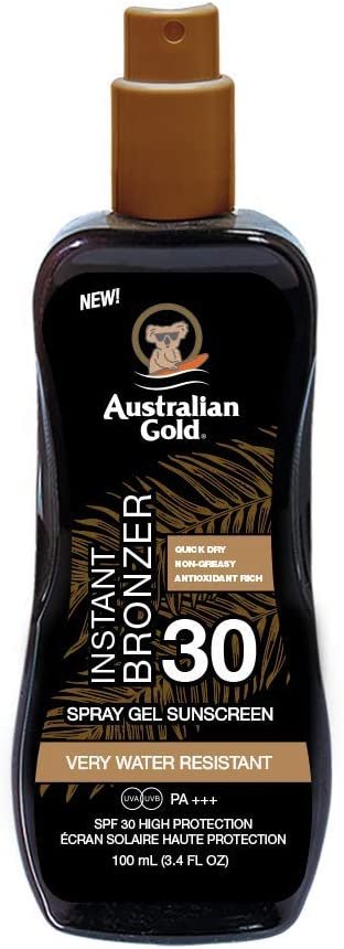 Australian Gold Ochrona przecwisłoneczna do ciała SPF 30 Spray Gel with Bronzer 100 ml