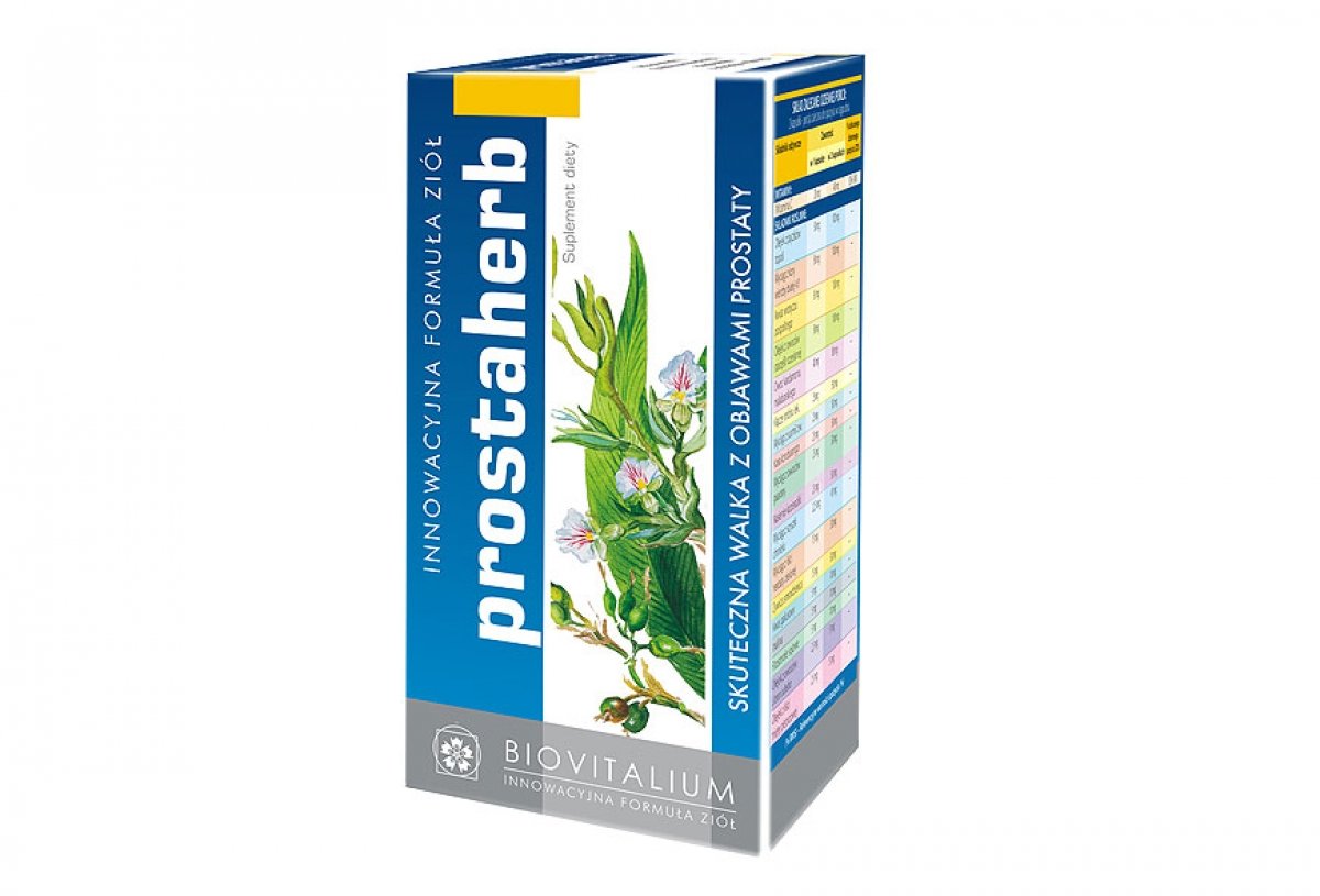 Biovitalium Prostaherb - Suplement diety skuteczna walka z objawami prostaty. Preparat zawiera starannie wyselekcjonowane ekstrakty roślinne i olejki eteryczne, łagodzące symptomy związane z dolegliwościami ze st 171