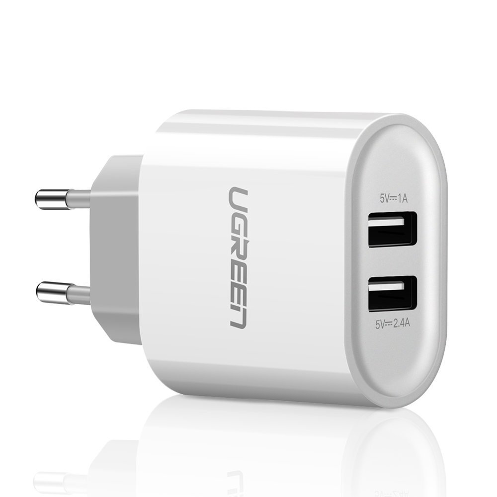 UGREEN Ugreen ładowarka 17 W 3,4 A adapter ładowania 2 porty USB, zasilacze, ładowarka naścienna z technologią Intelligent do iPhone'a 7 / 7Plus /6 / 6Plus / 5S / 5 / 4S, IPad Air, iPad mini, Galaxy S8 / S7