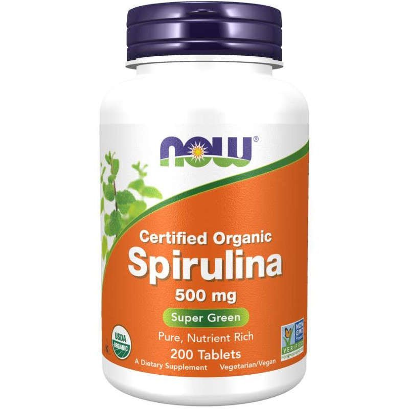 Spirulina 500 mg 200 tabletek NOW FOODS