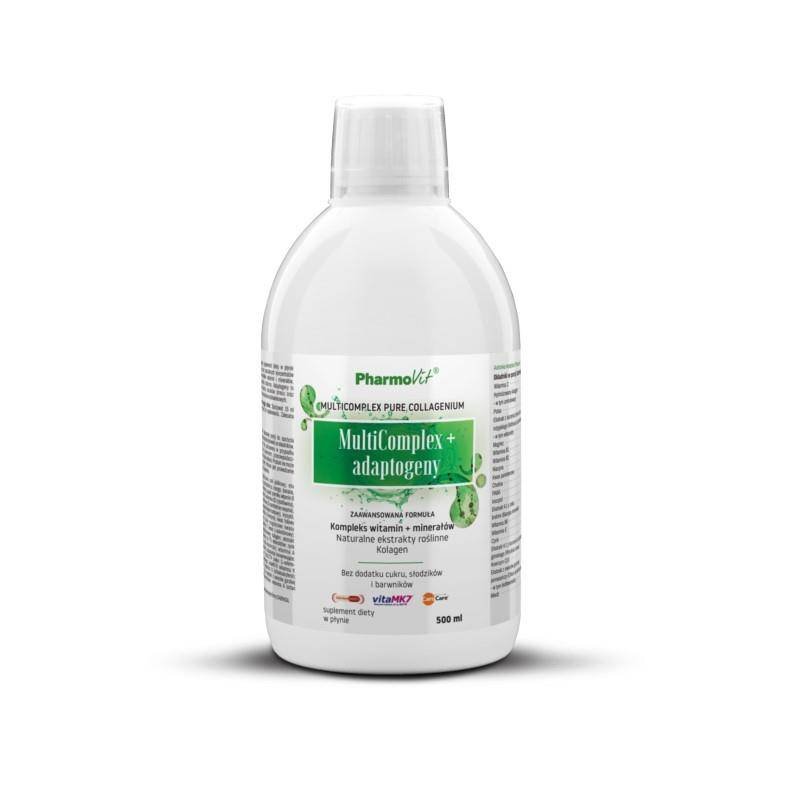 Pharmovit MultiComplex+ Adaptogeny Płyn 500 ml Kompleks Witaminy Minerały Kolagen Pharmovit phv-154