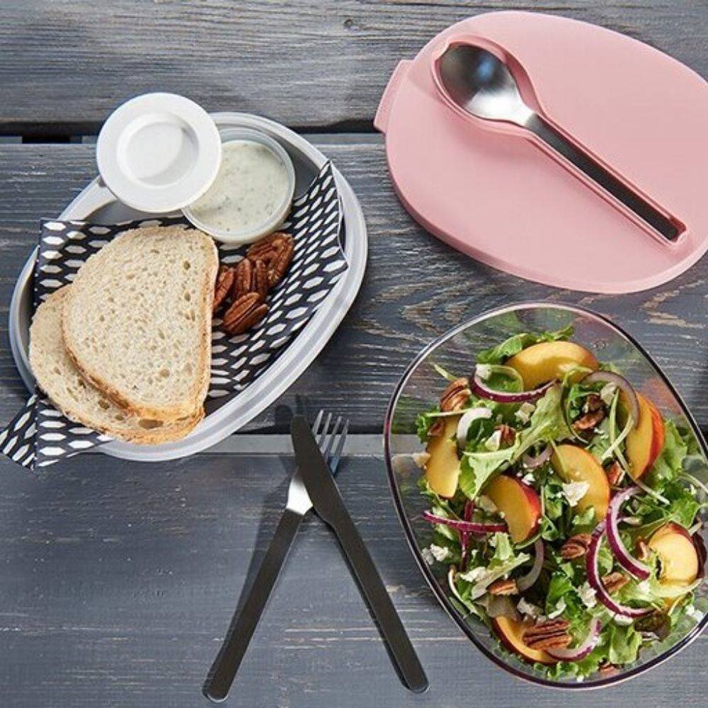 3-częściowy zestaw sztućców podróżnych w różowym etui Rosti Mepal Ellipse