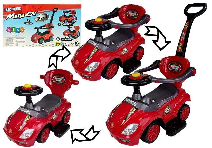 Mega Car Jeździk z Pchaczem 3w1 Czerwony
