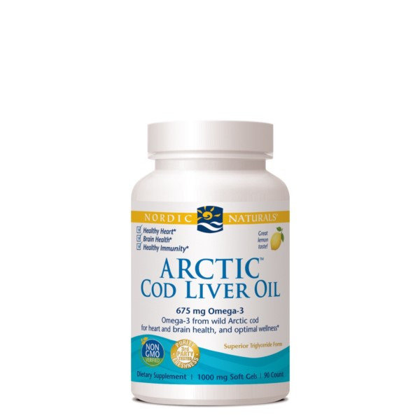 NORDIC NATURALS Nordic Naturals Arctic Cod Liver Oil Omega-3 675mg smak cytrynowy 90 kapsułek 1125070