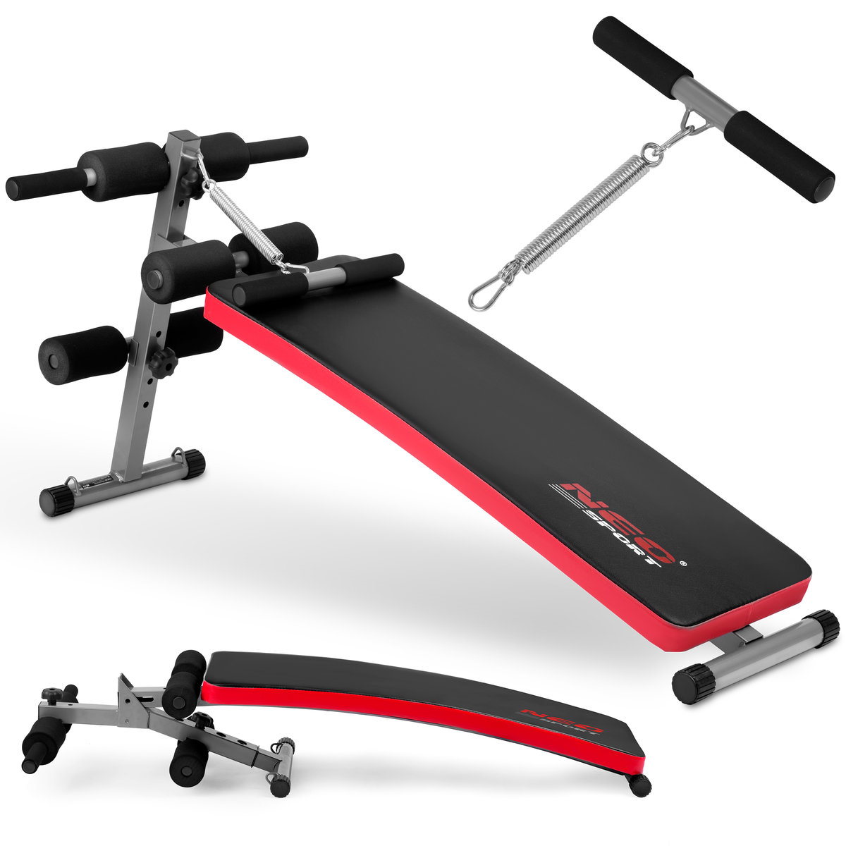 Neo-Sport Ławeczka do ćwiczeń skośna z ekspanderem NS-210 121000