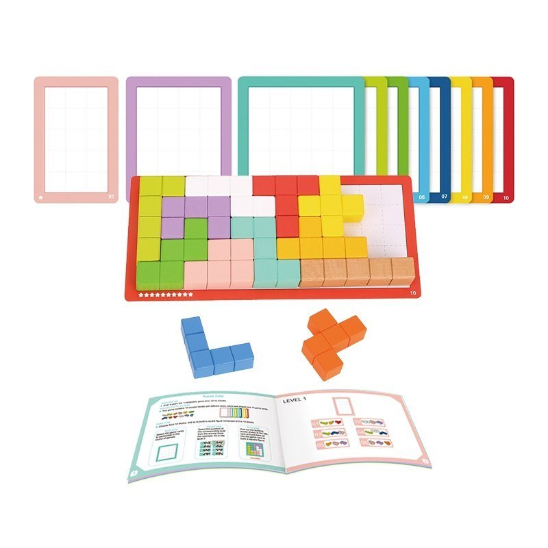 Tooky Toy Lumarko Układanka Klocki Tetris 10 Poziomów Trudności 22 El.! TF280 Lek