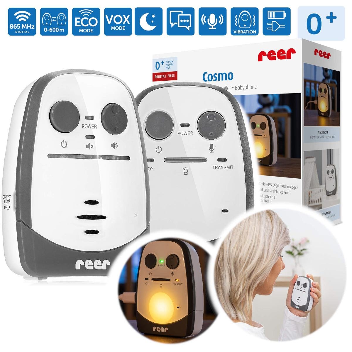 Niania elektroniczna Cosmo lampka interkom REER