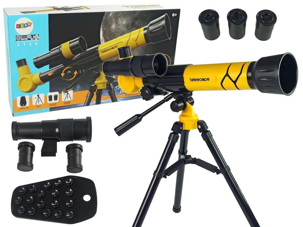 Import LEANToys Teleskop Naukowy Edukacyjny Z Uchwytem Na Telefon Żółty 9452