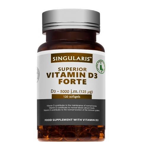Witamiana D3 forte 5000 IU Vitamin D-3 Forte 120 kapsułek miękkich Singularis