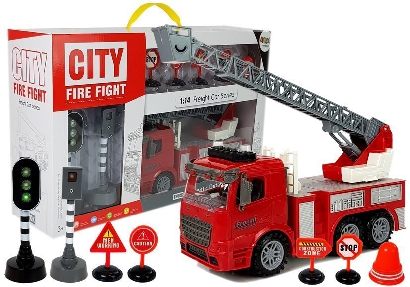 Import LEANToys Straż Pożarna Znaki Drogowe Sygnalizacja Świetlna Napęd Frykcyjny Dźwięk Efekty Świetlne