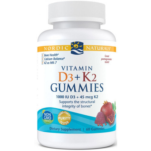 Nordic Naturals Vitamin D3+K2 Gummies Pomegranate 60 Żelków