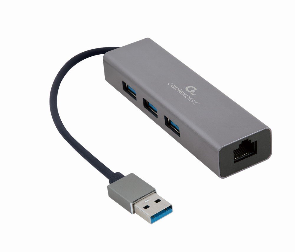 Gembird Cablexpert USB hub - 3 - Szary A-AMU3-LAN-01