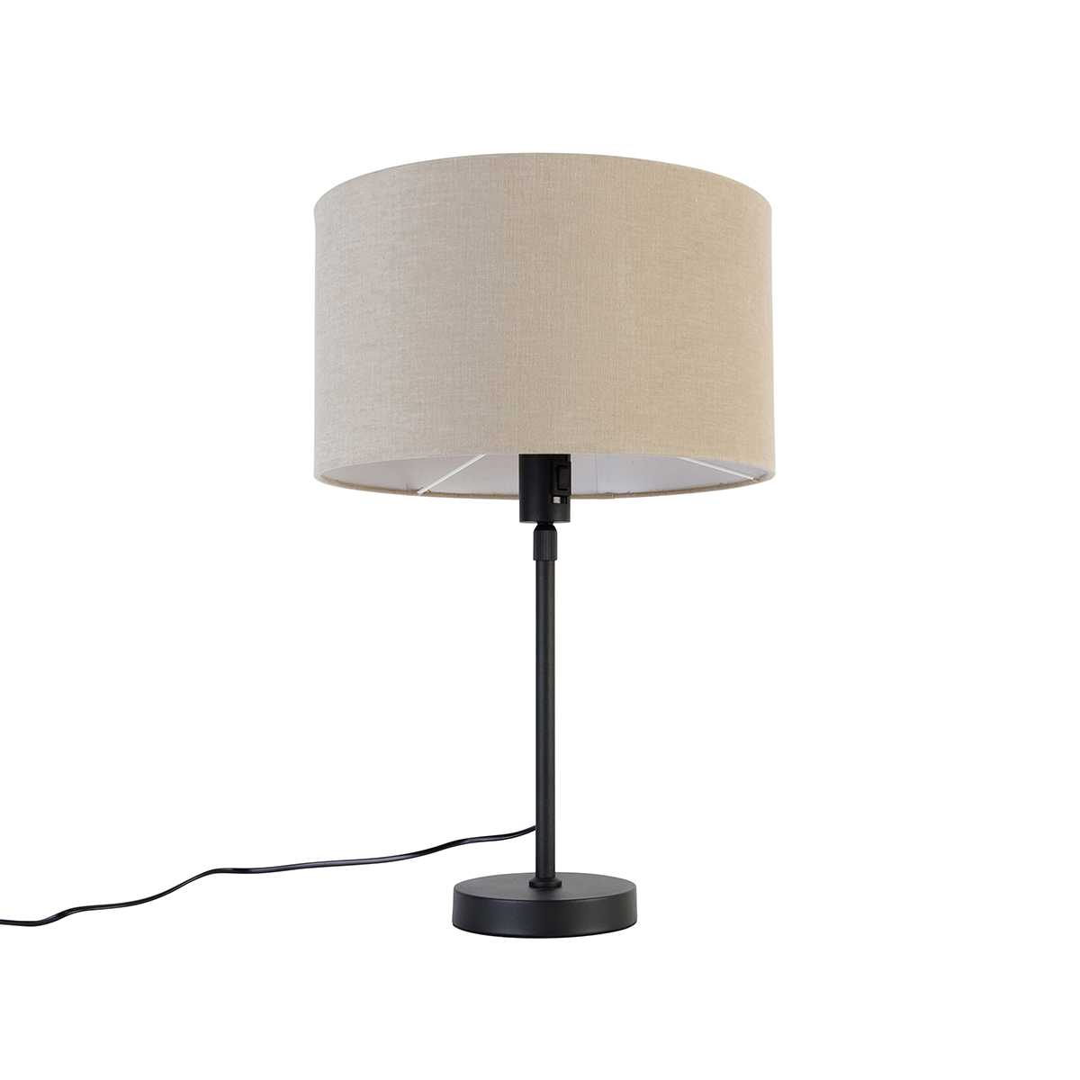 QAZQA Lampa stołowa czarna regulowana z kloszem jasnobrązowym 35 cm - Parte