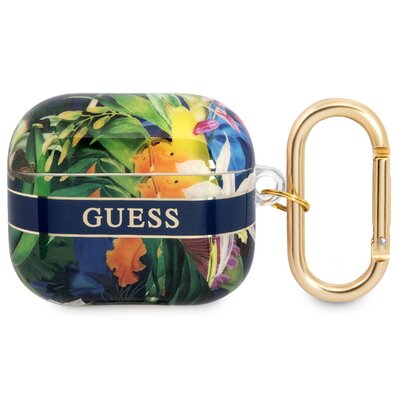 Etui Guess do AirPods 3 cover niebieski/blue Flower Strap Collection
