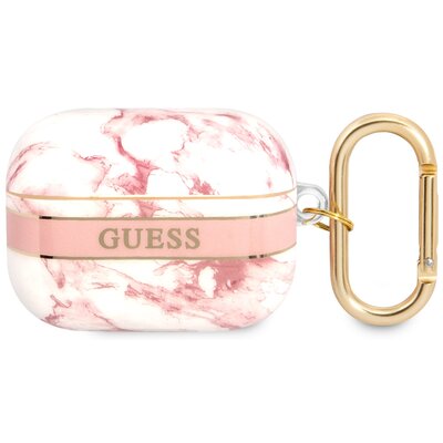 Etui Guess do AirPods Pro cover różowy/pink Marble Strap Collection