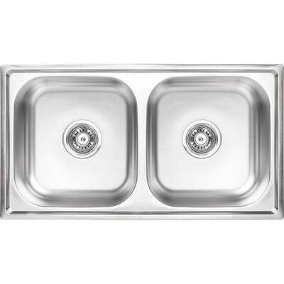 Kuchinox Zlewozmywak  Standard wpuszczany 2-komorowy  43,5 x 78 cm stalowy