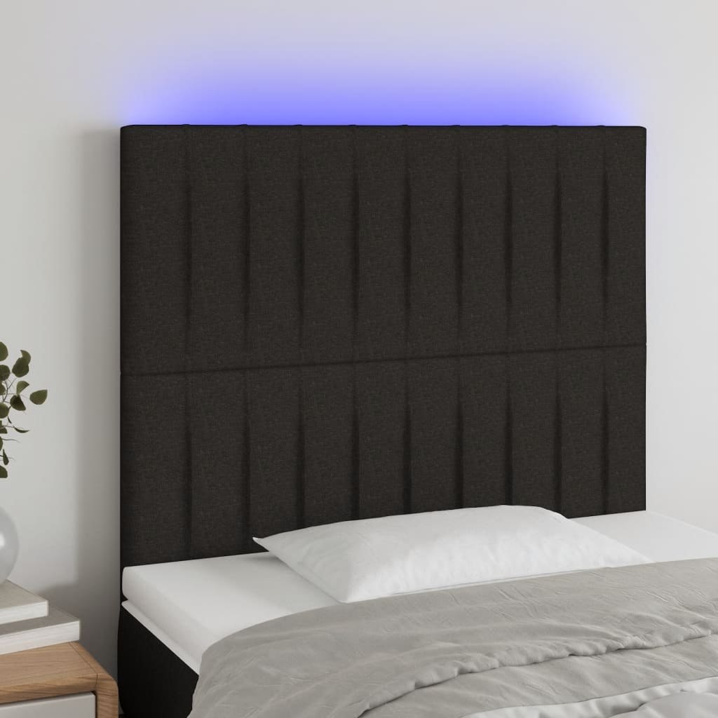 Lumarko Zagłówek do łóżka z LED, czarny, 80x5x118/128 cm, tkanina